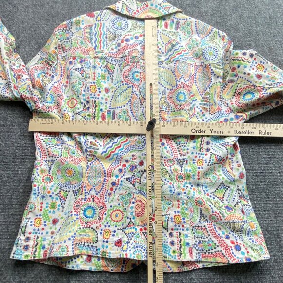 Ruby Rd Jacket Womens 12 Vibrant Multicolor Flora Geometric Jean Denim Coat Boho - Picture 9 of 13